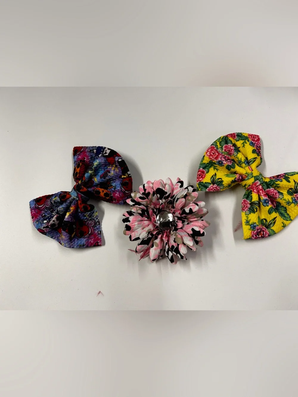Floral Bow & Flower Clip Set for Kids - Pink, Yellow, Multicolor